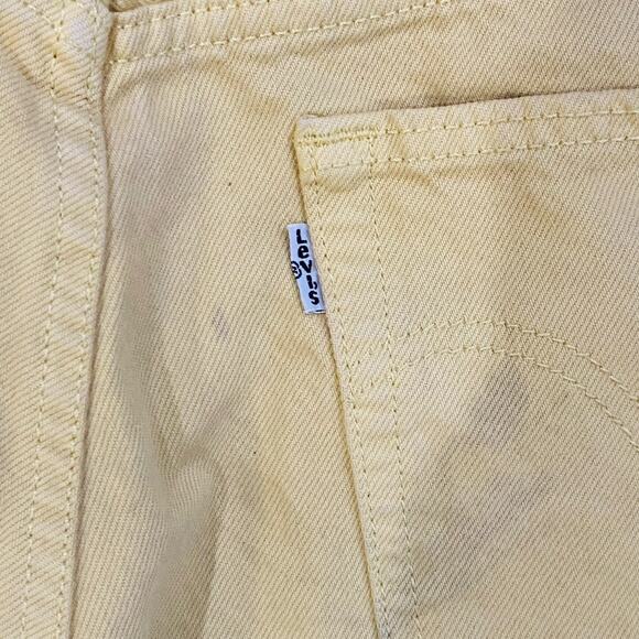 Levi’s 501 Yellow Jeans W32x26 Raw Hem Distressed Straight Y2K Color Denim - Picture 9 of 9